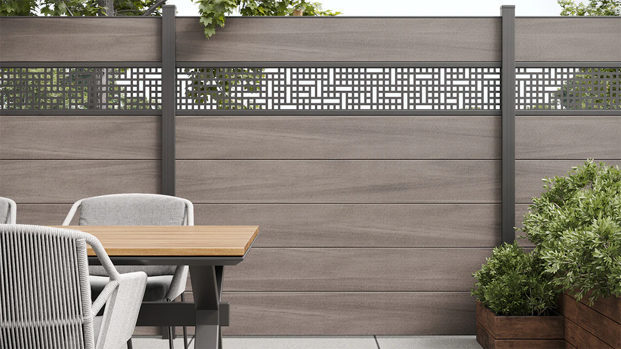 recinzione planeo Gardence WPC XL - Desert co-ex incl. inserto design a scelta 180 x 180 cm