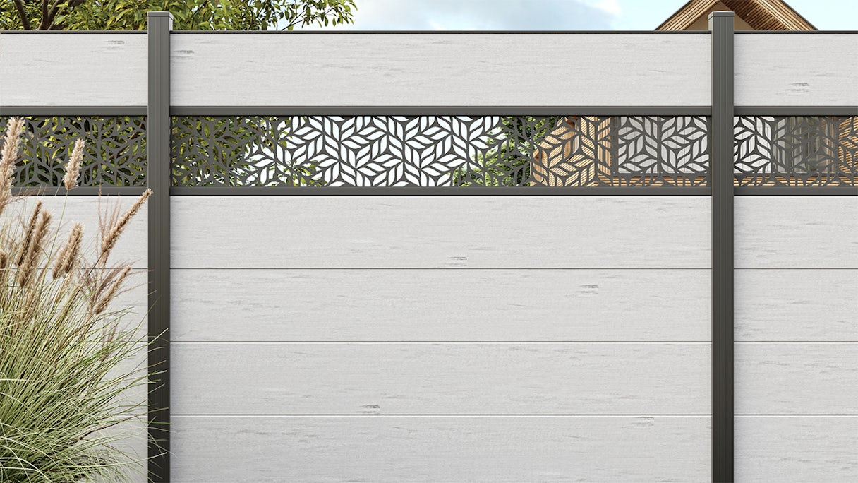 recinzione planeo Gardence WPC XL - Desert Sand incl. inserto design a scelta 180 x 180 cm
