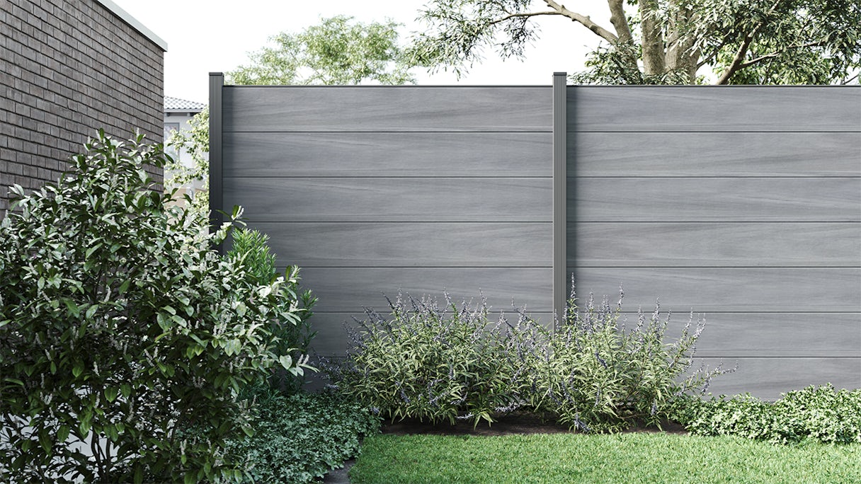 planeo Solid Grande - plug-in fence standard stone grey co-ex