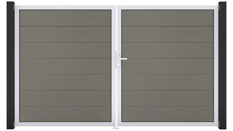 planeo Gardence Strong XL - Porte composite DIN droite 2 vantaux gris avec cadre aluminium argenté