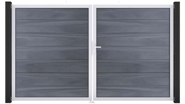 planeo Gardence Strong XL - Porta BPC - DIN Destro 2 ante in cox Grigio pietra con telaio in alluminio argento