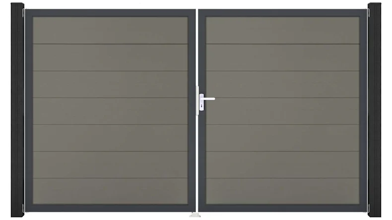 planeo Gardence Strong XL - BPC-Tor - DIN Rechts 2-flügelig Grau mit Anthrazit-Alurahmen