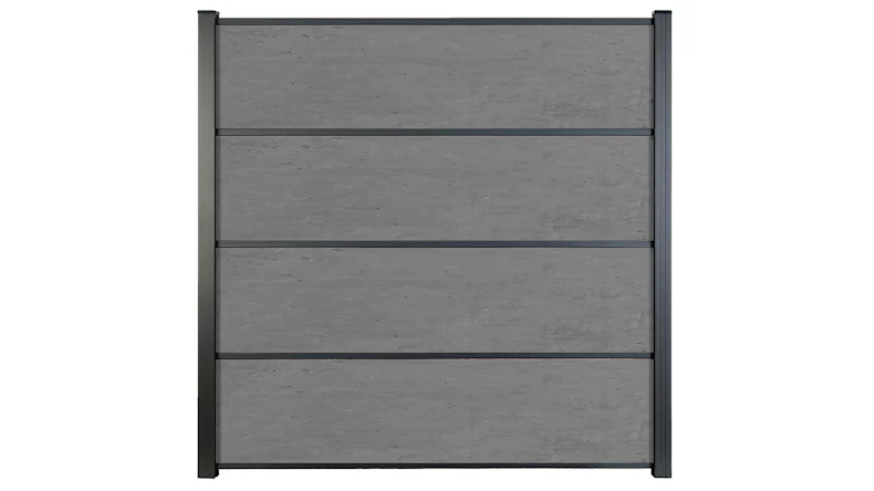 planeo Gardence Resistant - recinzione a innesto in HPL grigio cemento 180 x 183 cm