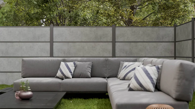 planeo Gardence Resistant - recinzione a innesto in HPL grigio cemento 180 x 183 cm