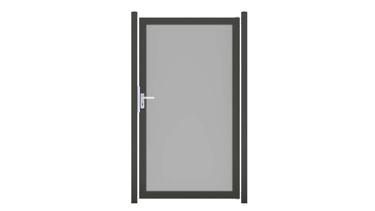 planeo Gardence Resistant - Porta in HPL in ottica Uni Grey con telaio in alluminio antracite