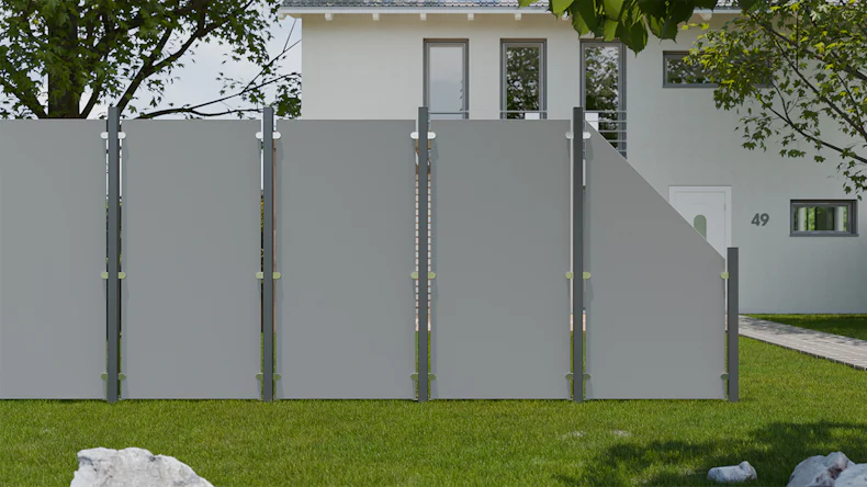 planeo Gardence Resistant - Recinzione privacy in HPL montante grigio semplice 90 x 180 cm