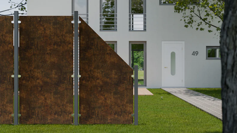 planeo Gardence Resistant - Recinzione privacy in HPL con bordo effetto ruggine 90 x 180cm