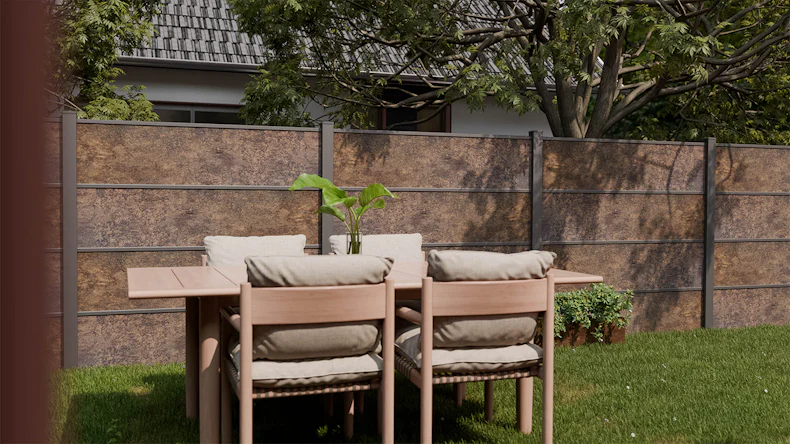 planeo Gardence Resistant - recinzione a innesto in HPL effetto ruggine 180 x 183 cm