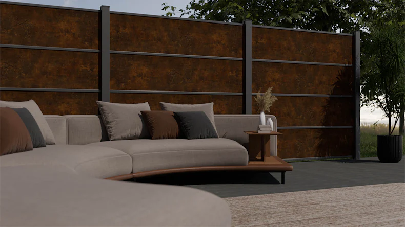 planeo Gardence Resistant - recinzione a innesto in HPL effetto ruggine 180 x 183 cm