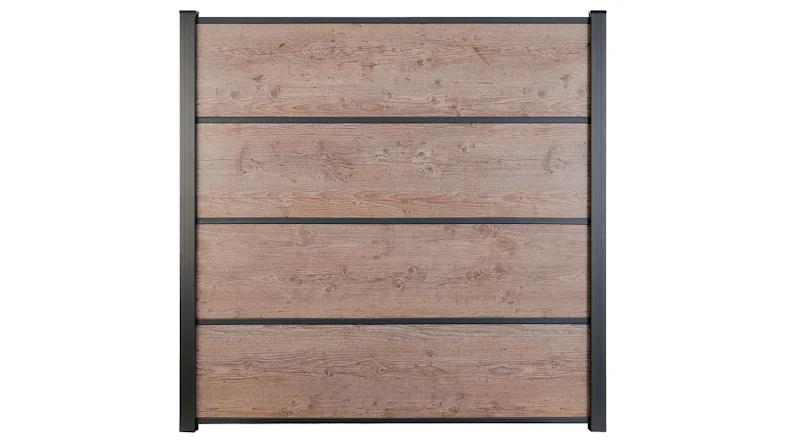 planeo Gardence Resistant - recinzione a innesto HPL effetto legno 180 x 183 cm