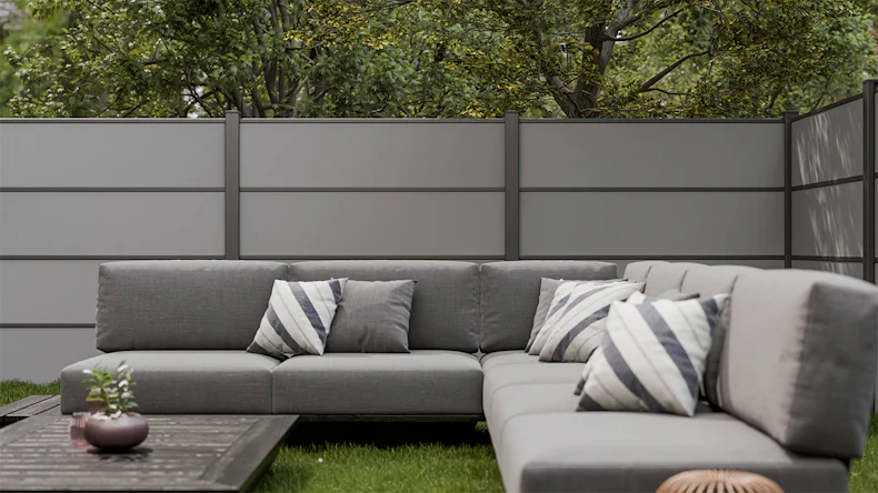 planeo Gardence Resistant - recinzione a innesto HPL uni grey 180 x 183 cm