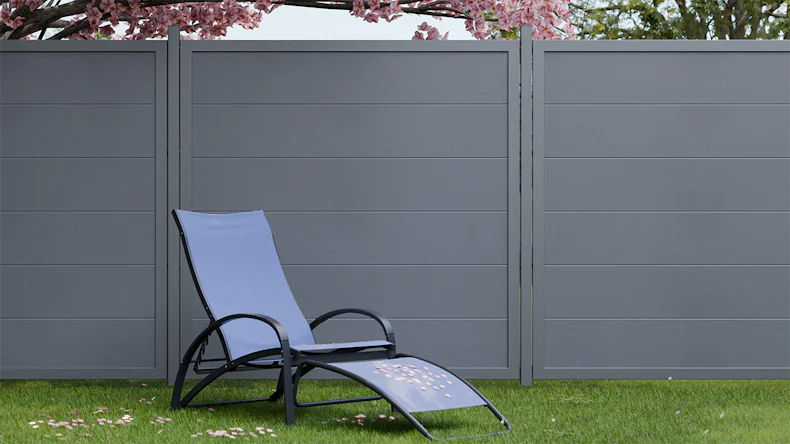 planeo Gardence Simply Guard - recinzione da giardino in PVC grigio antracite con telaio in alluminio antracite 180 x 180 cm