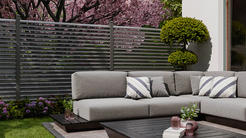 planeo Gardence Metallic Ellipse - Alu-Gartenzaun Quadratisch Anthrazit | DB703