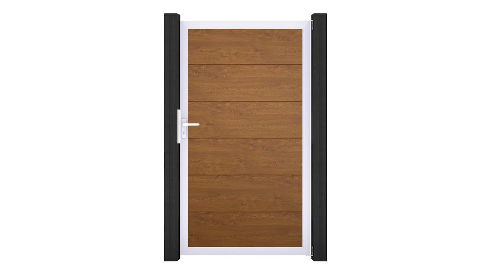 planeo Gardence Simply - Porte PVC universelle Golden Oak avec cadre alu argent | EV1 100 x 180 cm
