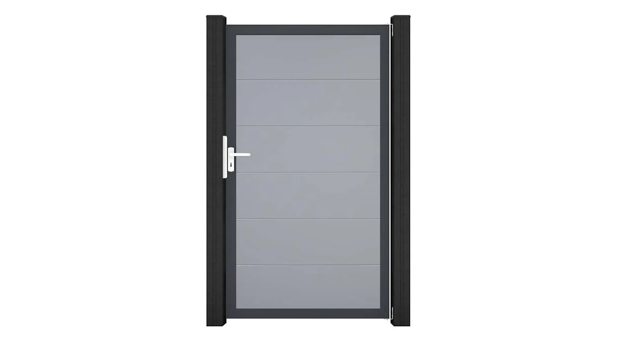 planeo Gardence Simply - Porte PVC universelle gris argenté avec cadre alu Anthracite | DB703 100 x 180 cm
