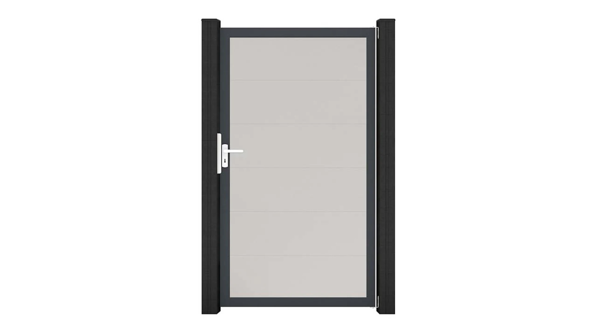 planeo Basic - PVC plug-in fence universal gate white with aluminium frame in anthracite | DB703 100 x 180 cm