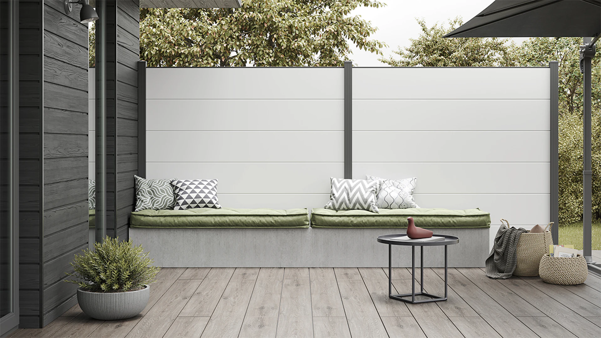 planeo Gardence PVC-Steckzaun - White Designeinsatz optional 180 x 180 cm
