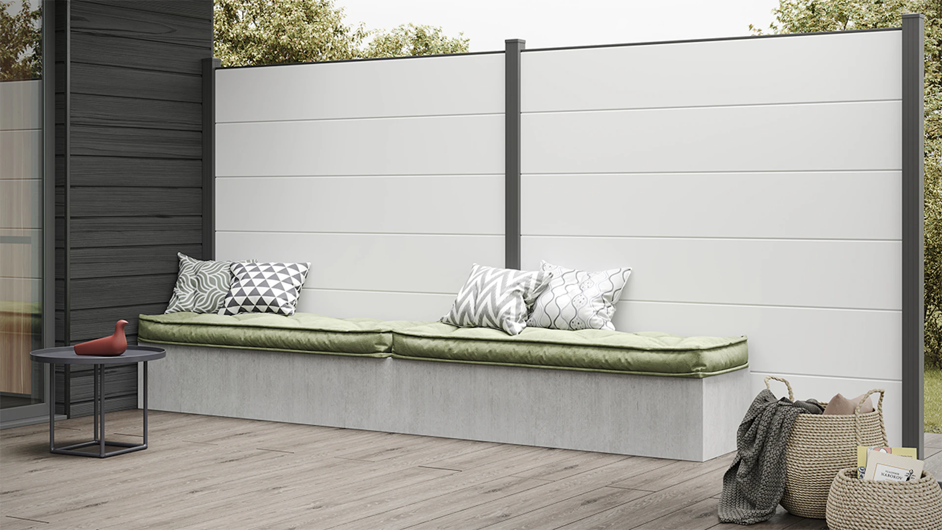 Clôture à emboîter planeo Gardence en PVC - White insert design au choix 180 x 180 cm
