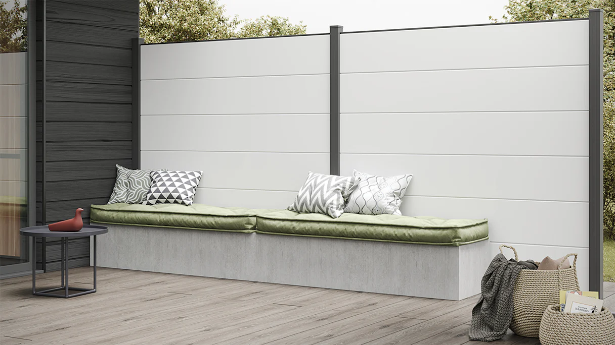 recinzione a innesto planeo Gardence in PVC - White incl. inserto design a scelta 180 x 180 cm