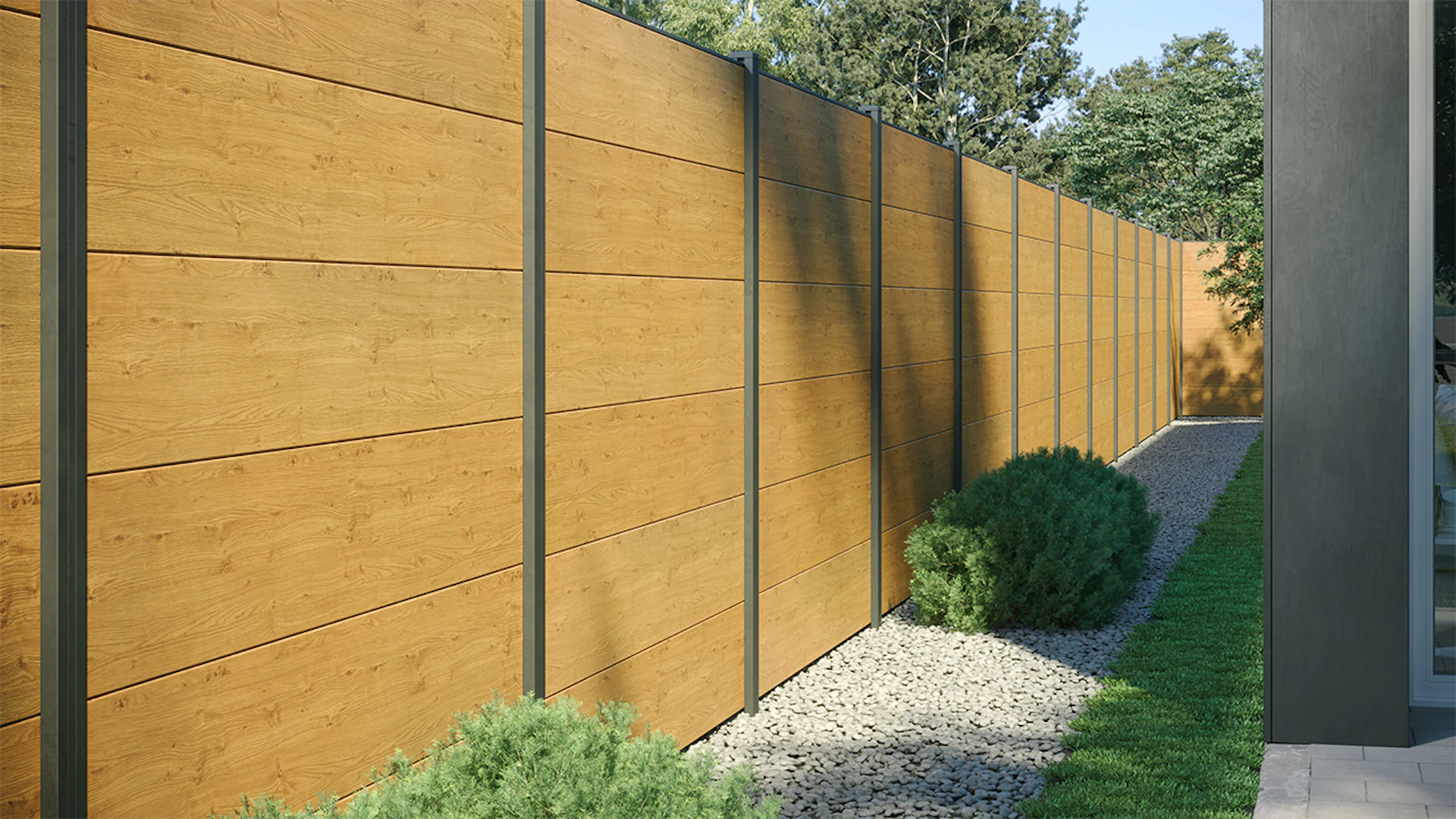 planeo Basic - clôture à composer PVC carré chêne naturel 180 x 180 cm