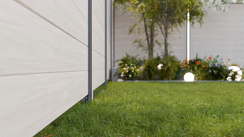 planeo Gardence Simply Small - recinzione a innesto in PVC Sheffield Oak light 180 x 180 cm