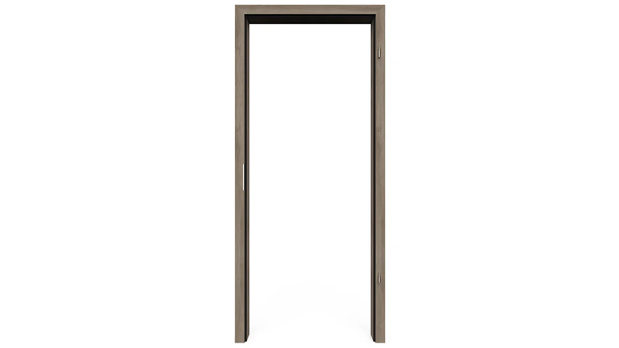 planeo Standard Door frame, rounded edge - CPL Oak winter grey - 1985 x 610 x 120 mm DIN right