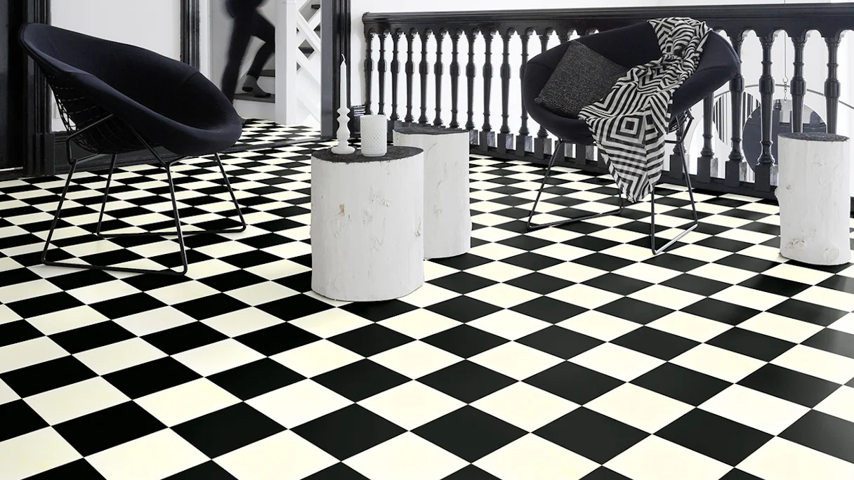 Gerflor PVC Floor - CLEVER/FOCUS DAMIER BLACK & WHITE 3m x 35m - 0115