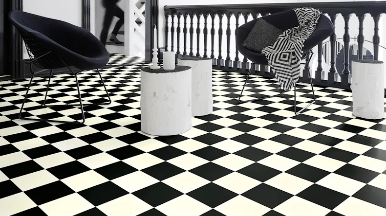 Gerflor CV-Belag - CLEVER DAMIER BLACK & WHITE 2m x 35m - 0115