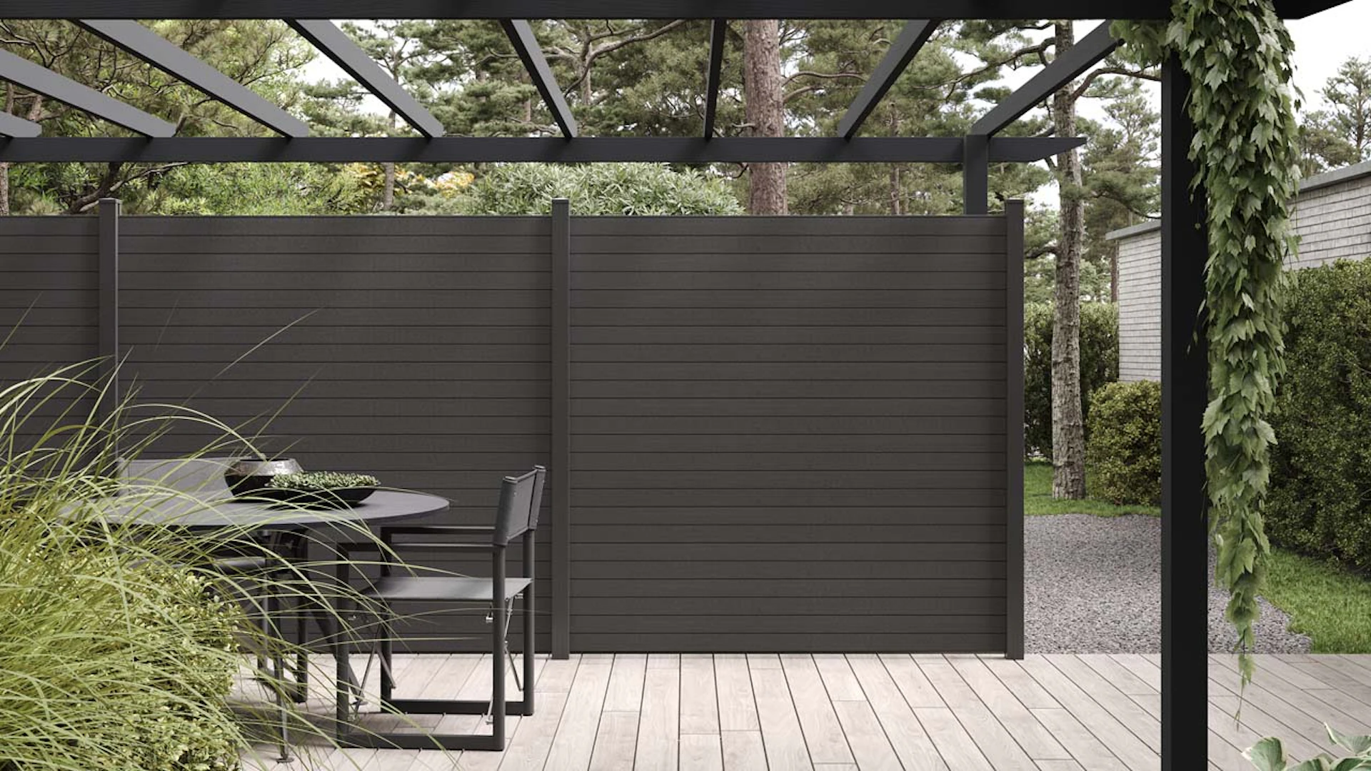 planeo 3D - recinzione da giardino grigio antracite