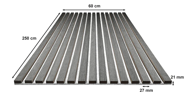 Pannelli acustici Skaben SilentWall Pro - Grigio rovere - 250 x 60 cm