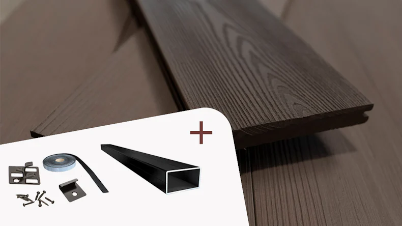 Komplett-Set planeo Elegant - Pro 3D 5m Massivdiele Holzstruktur Mooreiche 30.2m² inkl. Alu-UK