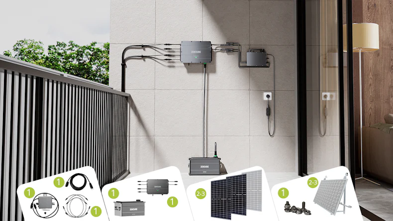 SolarFlow Speichersystem 1kWh mit 600W oder 800W Balkonkraftwerk für Balkonmontage