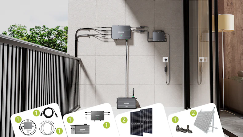 SolarFlow Speichersystem 1kWh mit 1 Batterie und 600W Balkonkraftwerk für Balkonmontage