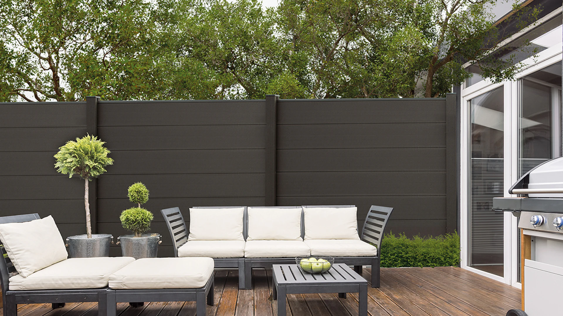 planeo Solid Grande - recinzione da giardino standard grigio antracite