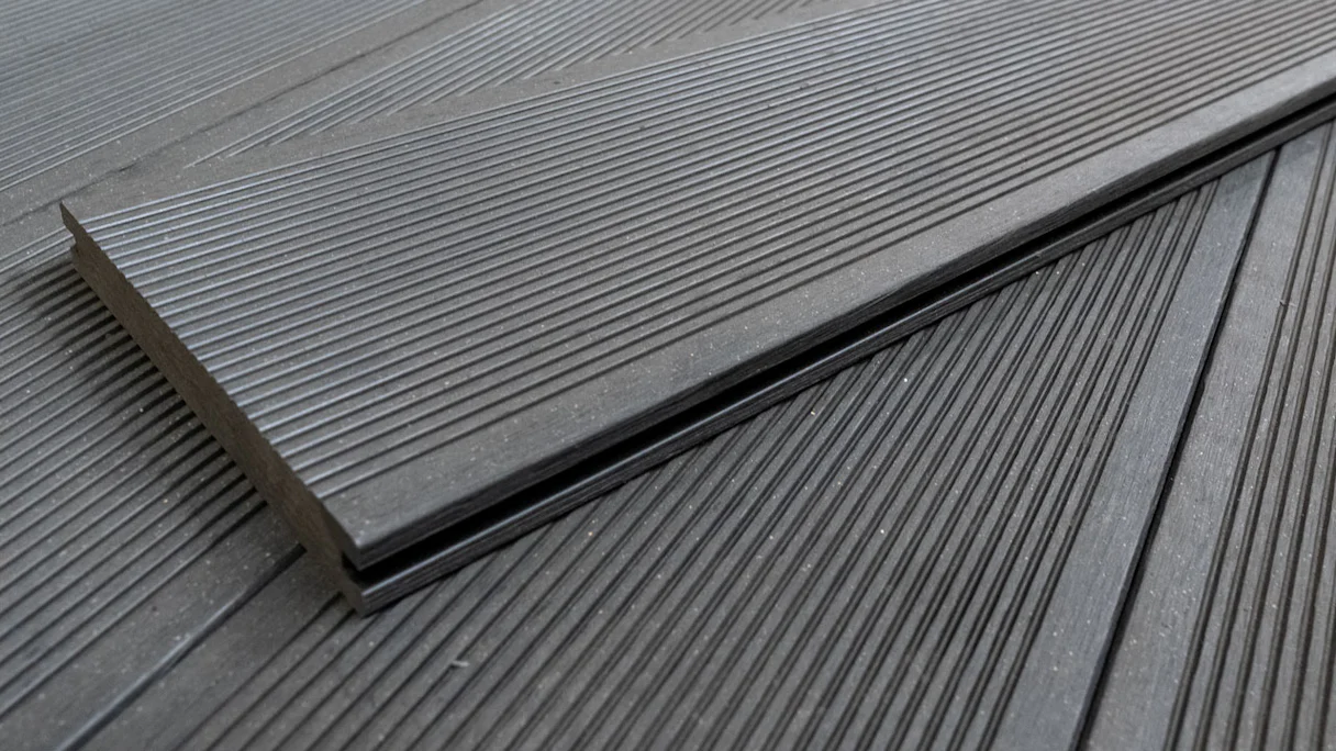 planeo ECO-Line WPC decking board solido grigio scuro - liscio/scanalato