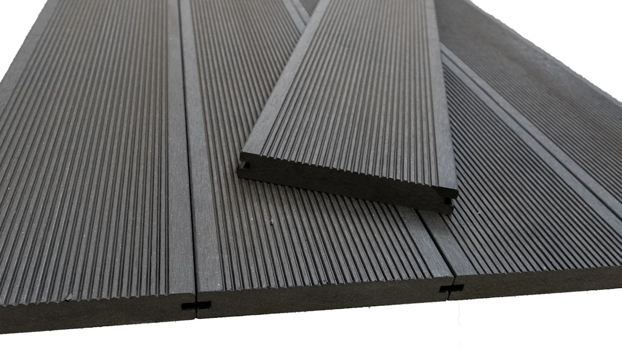 Complete set planeo ECO-Line 4m solid plank grooved structure dark grey 34m² incl. aluminium-UK