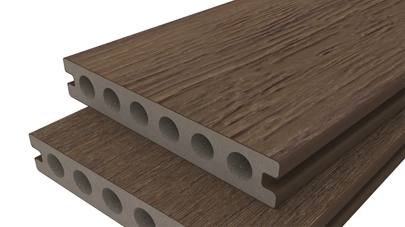 planeo ANTIKWoodline - Listello per terrazza rivestito in WPC CoEx, profilo composito leggero - Ipe marrone 3 m - rustico/spazzolato liscio