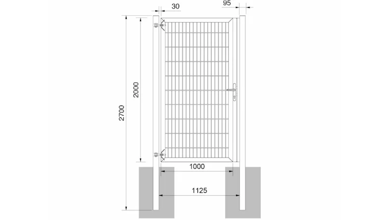 planeo Universaltor schwer 1-flg. Feuerverzinkt H 2000 x B 1125 mm inkl. Torpfosten