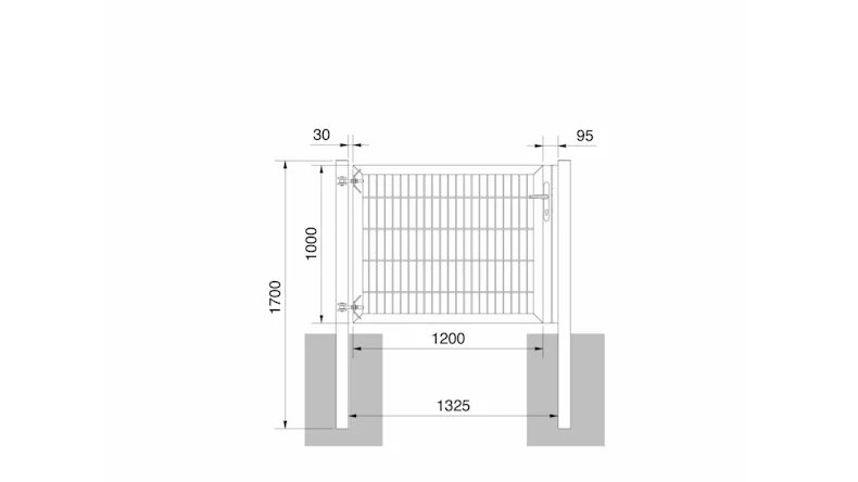 Porte universelle lourde 1 vantail vert mousse H 1000 x L 1325 mm poteaux de porte inclus