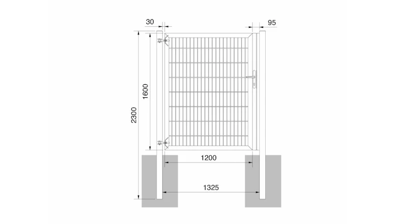 planeo Universaltor schwer 1-flg. Feuerverzinkt H 1600 x B 1325 mm inkl. Torpfosten
