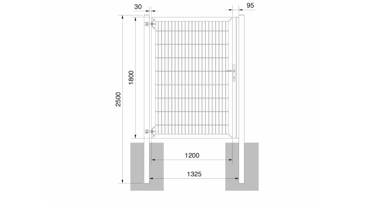 Porte universelle lourde 1 vantail vert mousse H 1800 x L 1325 mm poteaux de porte inclus