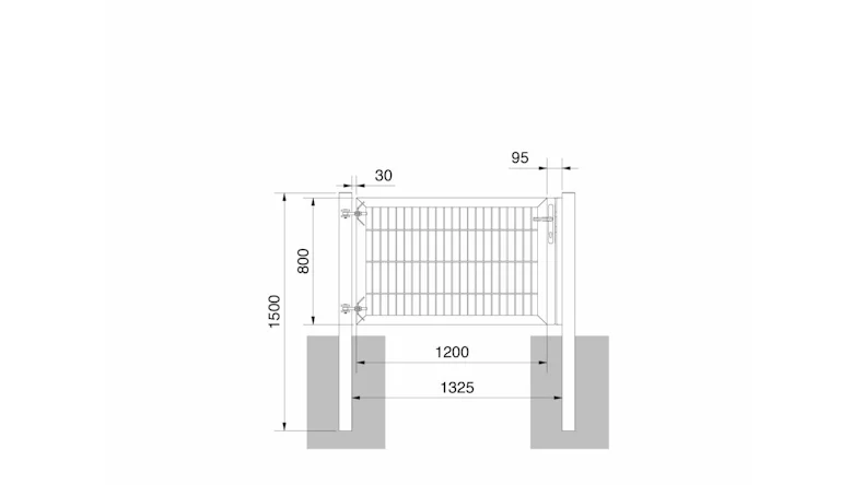 planeo Universaltor schwer 1-flg. Feuerverzinkt H 800 x B 1325 mm inkl. Torpfosten