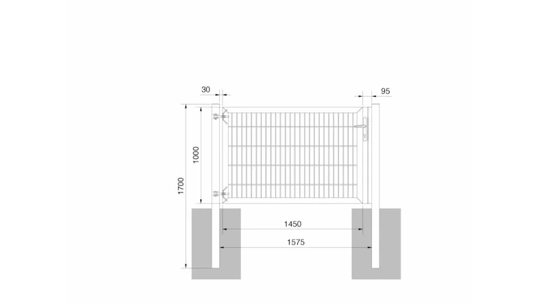Porte universelle lourde 1 vantail anthracite H 1000 x L 1575 mm poteaux de porte inclus
