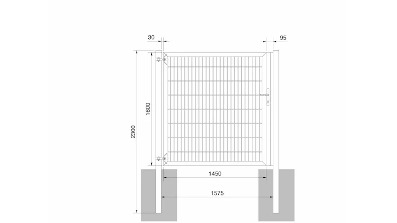 Porte universelle lourde 1 vantail vert mousse H 1600 x L 1575 mm poteaux de porte inclus