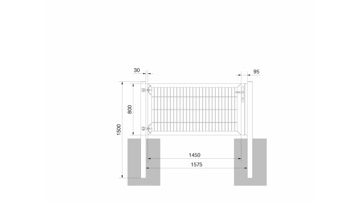 Porte universelle lourde 1 vantail anthracite H 800 x L 1575 mm poteaux de porte inclus