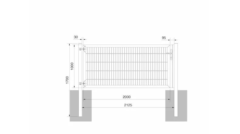 Porta universale pesante a 1 pannello antracite A 1000 x L 2125 mm inclusi i pali della porta