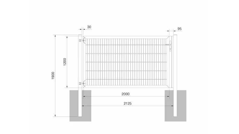 Porte universelle lourde 1 vantail vert mousse H 1200 x L 2125 mm poteaux de porte inclus