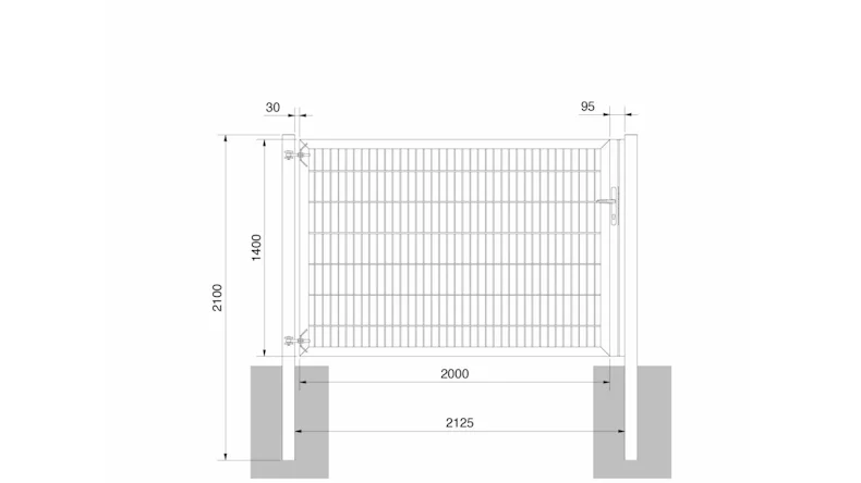 planeo Universaltor schwer 1-flg. Moosgrün H 1400 x B 2125 mm inkl. Torpfosten