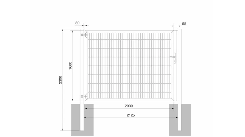Porte universelle lourde 1 vantail anthracite H 1600 x L 2125 mm poteaux de porte inclus