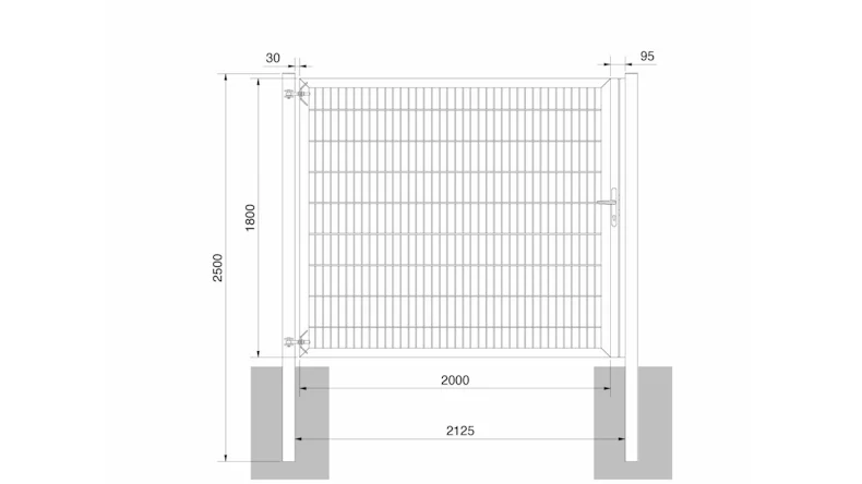 Porte universelle lourde 1 vantail galvanisé à chaud H 1800 x L 2125 mm poteaux de porte inclus